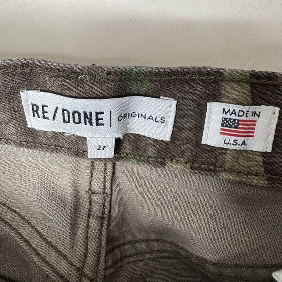 REDONE Jeans Womens 27 x 27 Stove Pipe High Rise Straight 70's Camo Raw Hem USA - Picture 6 of 8